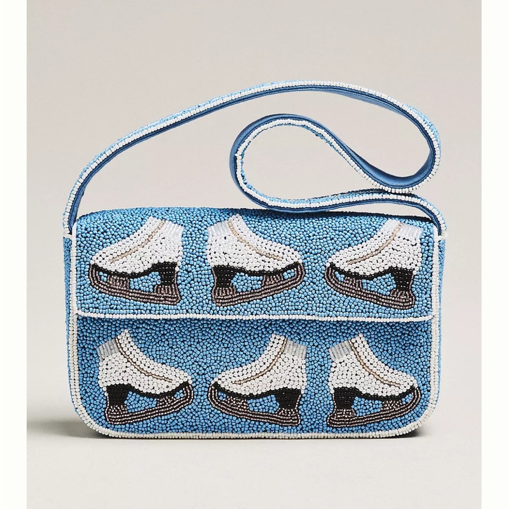 Anthropologie THE FIONA BEADED BAG: Blue Skaters Winter Icon Edition ⛸️
